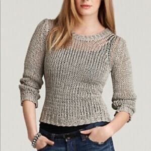 Theory Shirlyn Space Open Knit Grey Sweater